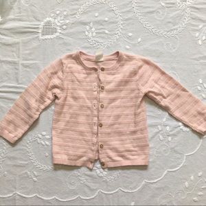 Dusty Rose Striped Knit Cardigan
